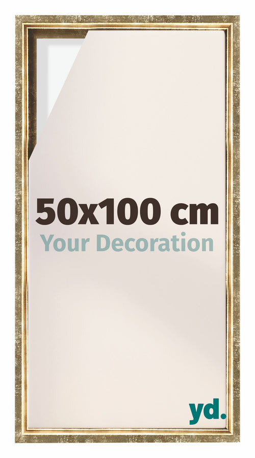 Lyon MDF Marco Flotante 50x100cm Dorado Antiguo Delantera Tamano | Yourdecoration.es