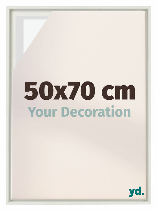 Lyon MDF Marco Flotante 50x70cm Blanco Mate Delantera Tamano | Yourdecoration.es