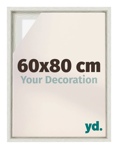 Lyon MDF Marco Flotante 60x80cm Blanco Lavado Delantera Tamano | Yourdecoration.es