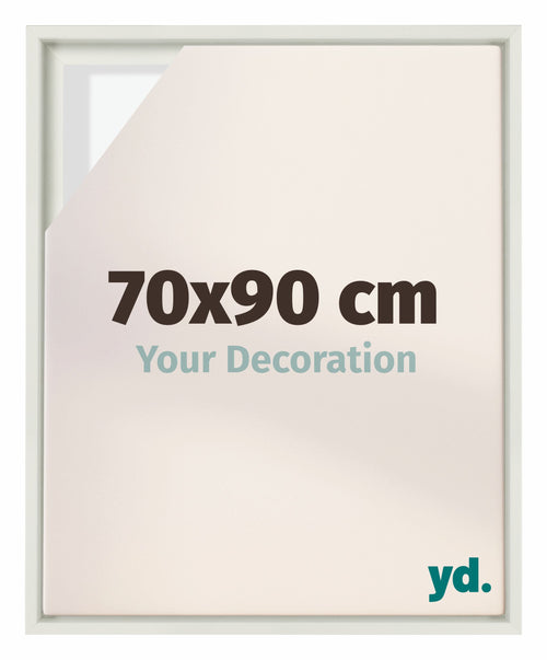 Lyon MDF Marco Flotante 70x90cm Blanco Mate Delantera Tamano | Yourdecoration.es
