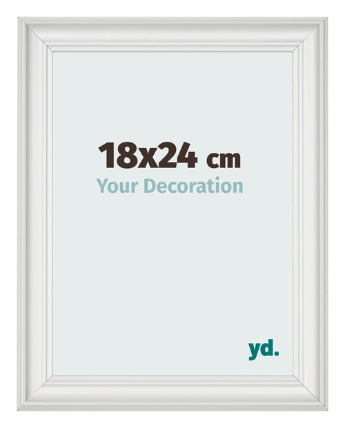 Marco de Fotos 18x24cm Blanco Barrido MDF Lazio Delantera Tamano | Yourdecoration.es