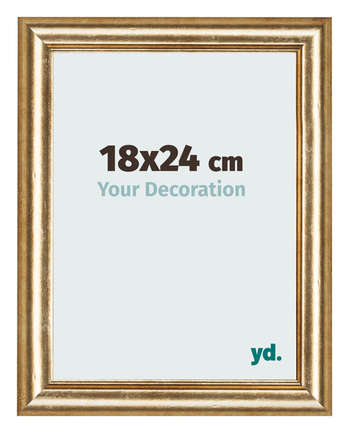 Marco de Fotos 18x24cm Dorado Antiguo MDF Lazio Delantera Tamano | Yourdecoration.es