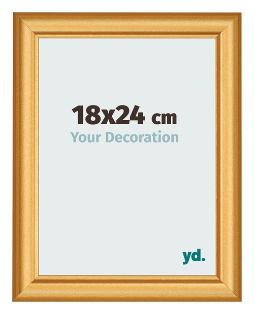 Marco de Fotos 18x24cm Dorado Matte MDF Lazio Delantera Tamano | Yourdecoration.es
