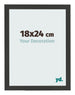Marco de Fotos 18x24cm Negro Grano De Madera MDF Bologna Delantera Tamano | Yourdecoration.es