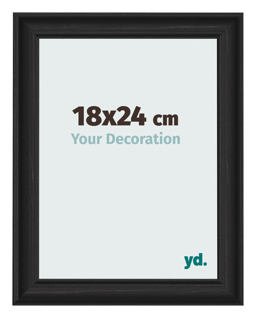 Marco de Fotos 18x24cm Negro Grano De Madera MDF Lazio Delantera Tamano | Yourdecoration.es