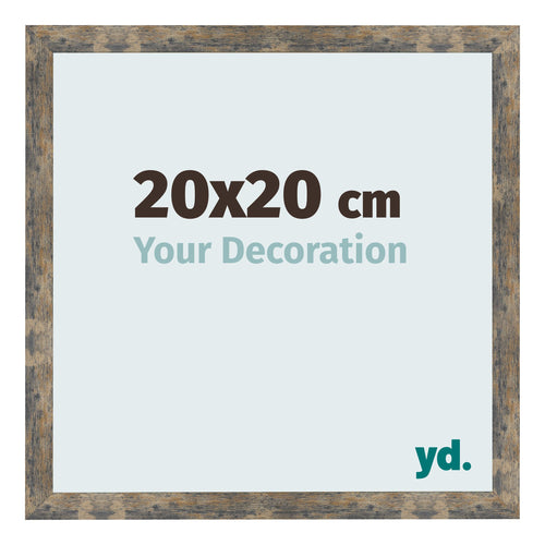 Marco de Fotos 20x20cm Azul Y Dorado Fusionado MDF Bologna Delantera Tamano | Yourdecoration.es