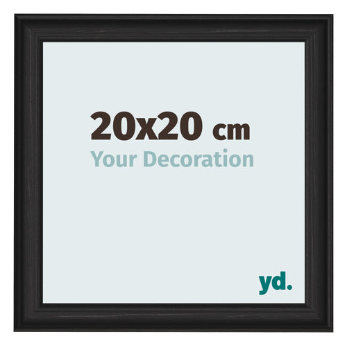 Marco de Fotos 20x20cm Negro Grano De Madera MDF Lazio Delantera Tamano | Yourdecoration.es