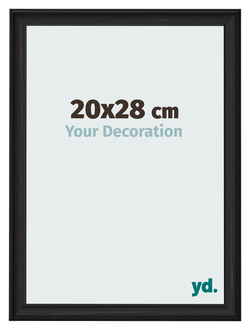 Marco de Fotos 20x28cm Negro Grano De Madera MDF Lazio Delantera Tamano | Yourdecoration.es