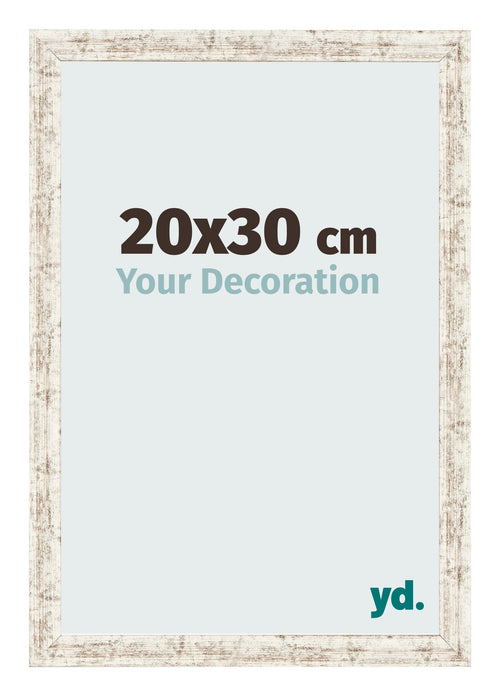 Marco de Fotos 20x30cm Blanco Vintage MDF Bologna Delantera Tamano | Yourdecoration.es
