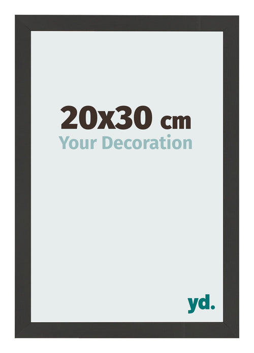 Marco de Fotos 20x30cm Negro Grano De Madera MDF Bologna Delantera Tamano | Yourdecoration.es