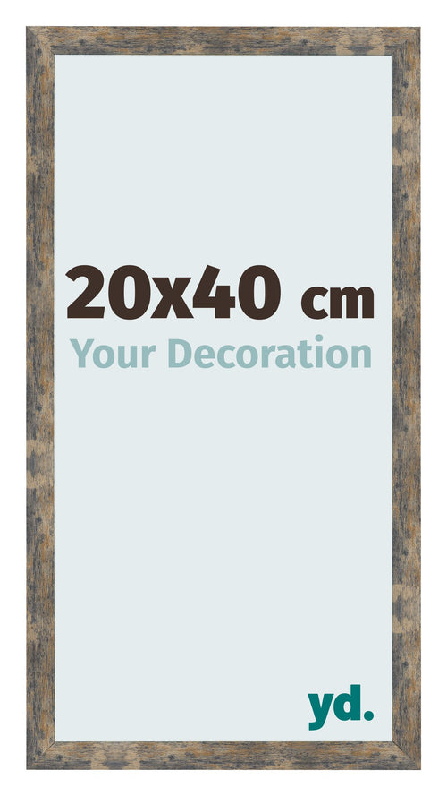 Marco de Fotos 20x40cm Azul Y Dorado Fusionado MDF Bologna Delantera Tamano | Yourdecoration.es