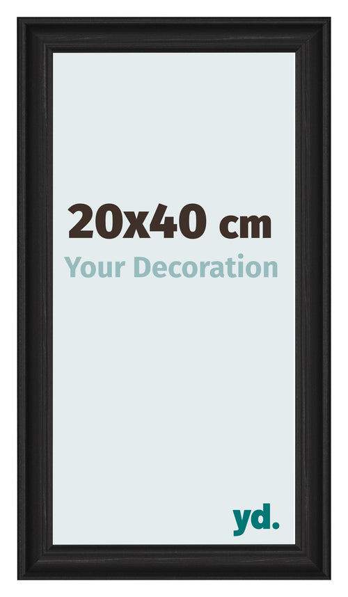 Marco de Fotos 20x40cm Negro Grano De Madera MDF Lazio Delantera Tamano | Yourdecoration.es