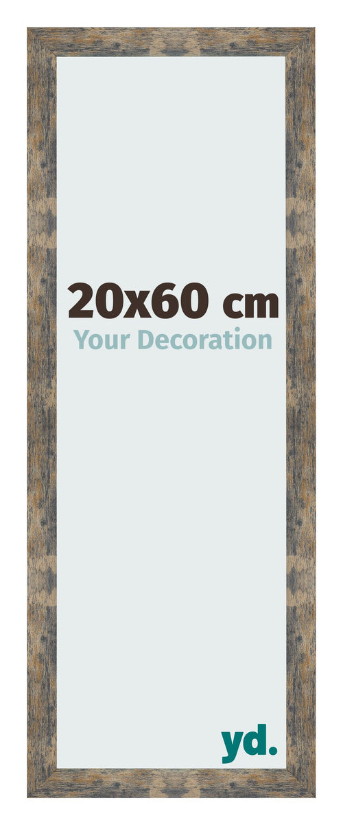 Marco de Fotos 20x60cm Azul Y Dorado Fusionado MDF Bologna Delantera Tamano | Yourdecoration.es