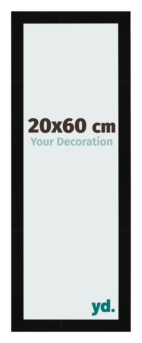 Marco de Fotos 20x60cm Negro Brillante MDF Bologna Delantera Tamano | Yourdecoration.es