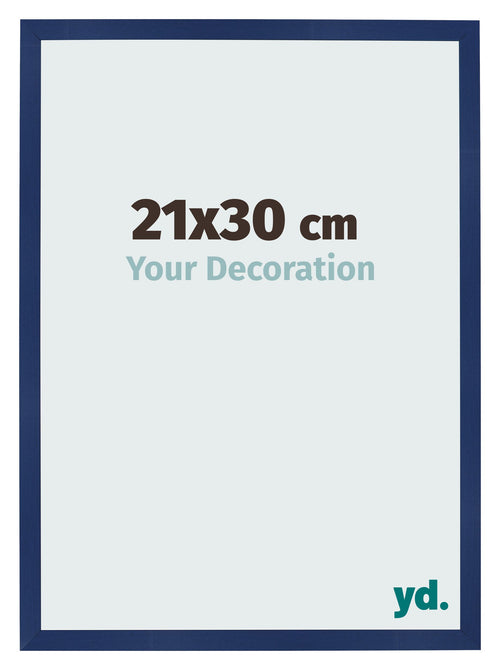 Marco de Fotos 21x30cm Azul Oscuro Barrido MDF Bologna Delantera Tamano | Yourdecoration.es