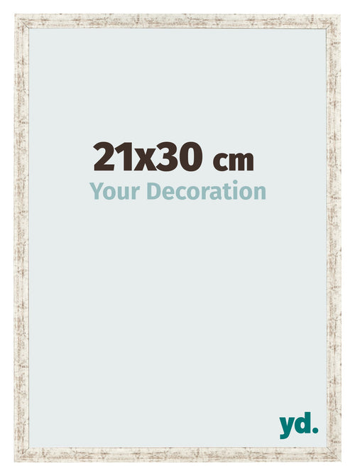 Marco de Fotos 21x30cm Blanco Vintage MDF Bologna Delantera Tamano | Yourdecoration.es