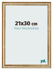 Marco de Fotos 21x30cm Dorado Antiguo MDF Lazio Delantera Tamano | Yourdecoration.es