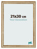 Marco de Fotos 21x30cm Dorado Antiguo MDF Lazio Delantera Tamano | Yourdecoration.es