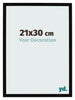 Marco de Fotos 21x30cm Negro Brillante MDF Bologna Delantera Tamano | Yourdecoration.es