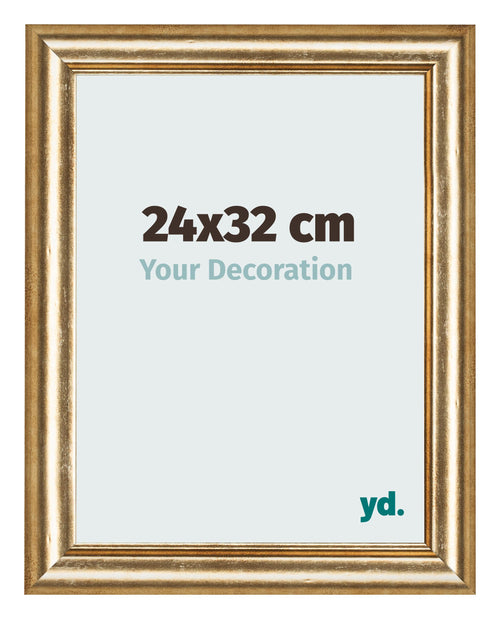 Marco de Fotos 24x32cm Dorado Antiguo MDF Lazio Delantera Tamano | Yourdecoration.es