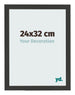 Marco de Fotos 24x32cm Negro Grano De Madera MDF Bologna Delantera Tamano | Yourdecoration.es