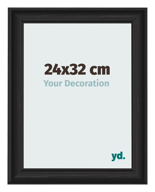 Marco de Fotos 24x32cm Negro Grano De Madera MDF Lazio Delantera Tamano | Yourdecoration.es