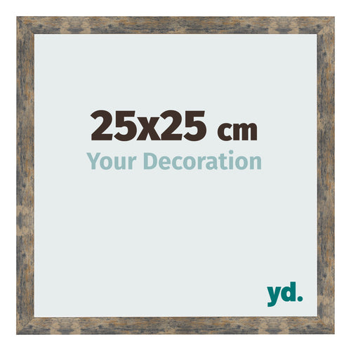 Marco de Fotos 25x25cm Azul Y Dorado Fusionado MDF Bologna Delantera Tamano | Yourdecoration.es