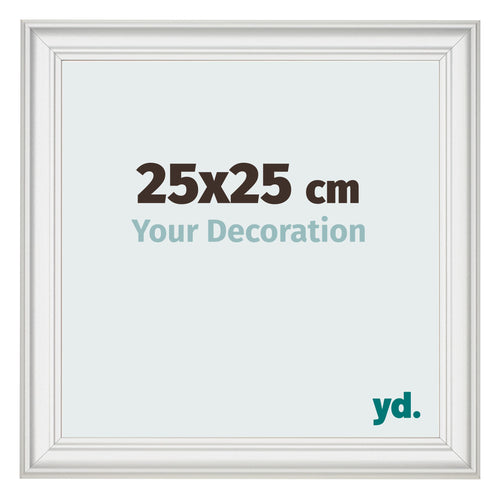 Marco de Fotos 25x25cm Blanco Barrido MDF Lazio Delantera Tamano | Yourdecoration.es