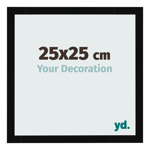 Marco de Fotos 25x25cm Negro Brillante MDF Bologna Delantera Tamano | Yourdecoration.es