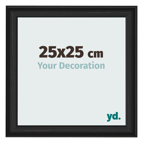 Marco de Fotos 25x25cm Negro Grano De Madera MDF Lazio Delantera Tamano | Yourdecoration.es