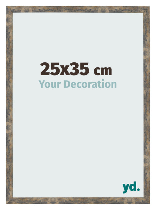 Marco de Fotos 25x35cm Azul Y Dorado Fusionado MDF Bologna Delantera Tamano | Yourdecoration.es