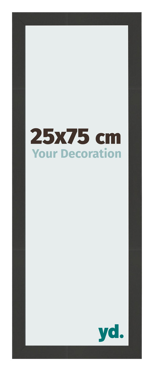 Marco de Fotos 25x75cm Negro Grano De Madera MDF Bologna Delantera Tamano | Yourdecoration.es