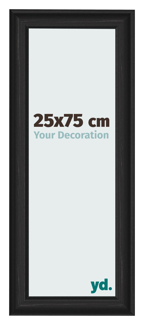 Marco de Fotos 25x75cm Negro Grano De Madera MDF Lazio Delantera Tamano | Yourdecoration.es