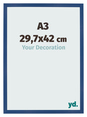 Marco de Fotos 29 7x42 cm A3 Azul Oscuro MDF Bologna Delantera Tamano | Yourdecoration.es