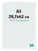 Marco de Fotos 29 7x42 cm A3 Blanco Mate MDF Bologna Delantera Tamano | Yourdecoration.es