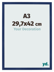 Marco de Fotos 29 7x42cm A3 Azul Oscuro Barrido MDF Bologna Delantera Tamano | Yourdecoration.es
