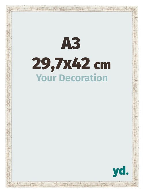 Marco de Fotos 29 7x42cm A3 Blanco Vintage MDF Bologna Delantera Tamano | Yourdecoration.es