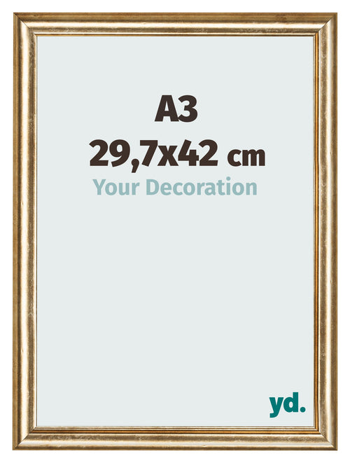Marco de Fotos 29 7x42cm A3 Dorado Antiguo MDF Lazio Delantera Tamano | Yourdecoration.es