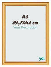 Marco de Fotos 29 7x42cm A3 Dorado Matte MDF Lazio Delantera Tamano | Yourdecoration.es