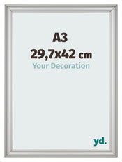 Marco de Fotos 29 7x42cm A3 Plateado Mate MDF Lazio Delantera Tamano | Yourdecoration.es