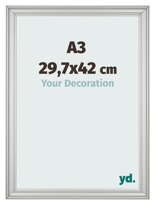 Marco de Fotos 29 7x42cm A3 Plateado Mate MDF Lazio Delantera Tamano | Yourdecoration.es