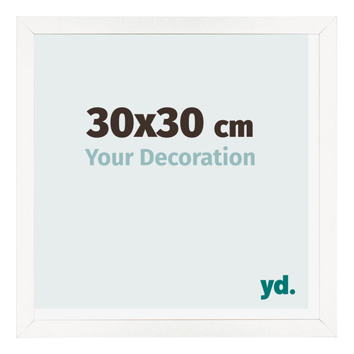 Marco de Fotos 30x30 cm Blanco Brillante MDF Bologna Delantera Tamano | Yourdecoration.es