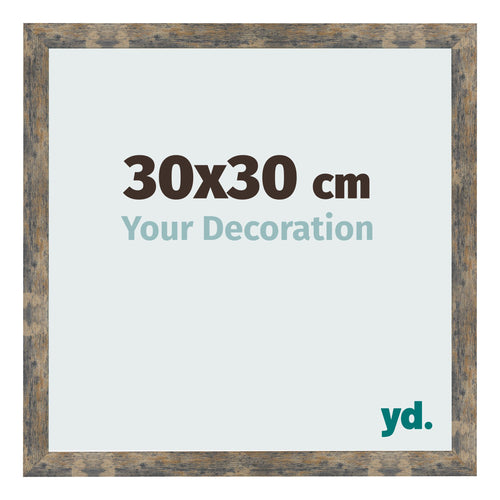 Marco de Fotos 30x30cm Azul Y Dorado Fusionado MDF Bologna Delantera Tamano | Yourdecoration.es