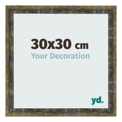Marco de Fotos 30x30cm Azul Y Dorado Fusionado MDF Pisa Delantera Tamano | Yourdecoration.es