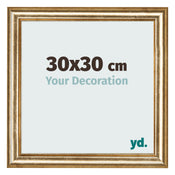 Marco de Fotos 30x30cm Dorado Antiguo MDF Lazio Delantera Tamano | Yourdecoration.es