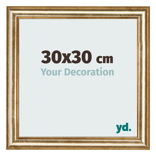 Marco de Fotos 30x30cm Dorado Antiguo MDF Lazio Delantera Tamano | Yourdecoration.es