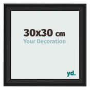 Marco de Fotos 30x30cm Negro Grano De Madera MDF Lazio Delantera Tamano | Yourdecoration.es