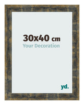 Marco de Fotos 30x40cm Azul Y Dorado Fusionado MDF Pisa Delantera Tamano | Yourdecoration.es