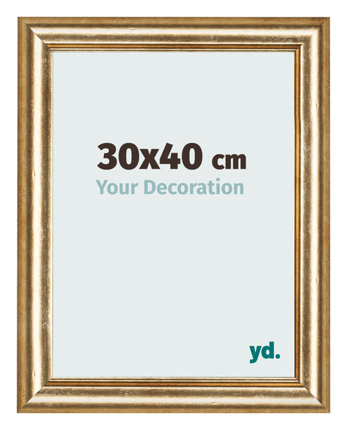 Marco de Fotos 30x40cm Dorado Antiguo MDF Lazio Delantera Tamano | Yourdecoration.es