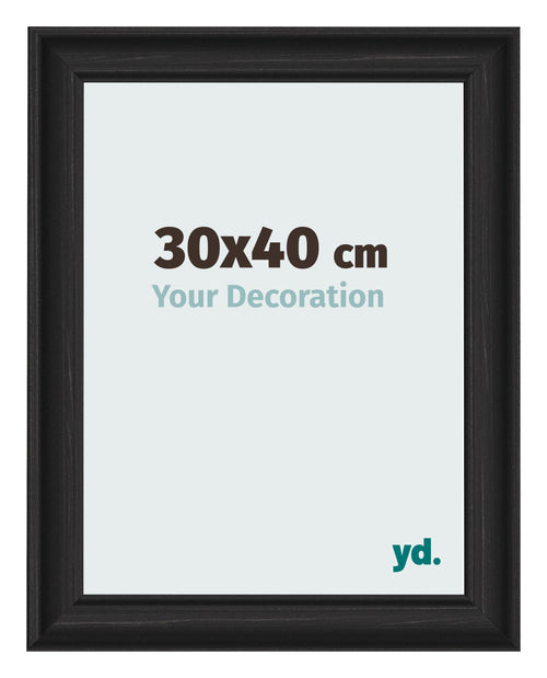 Marco de Fotos 30x40cm Negro Grano De Madera MDF Lazio Delantera Tamano | Yourdecoration.es